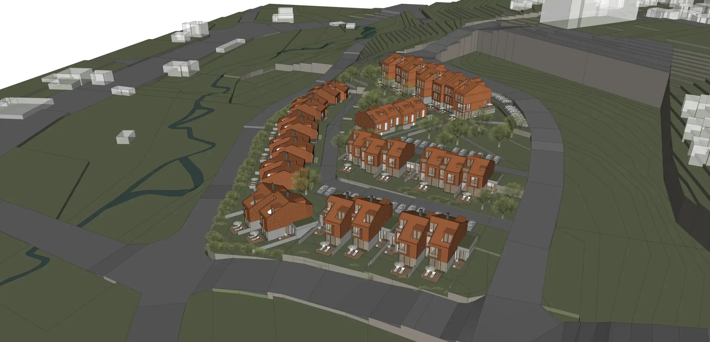 Three-dimensional view of the settlement from another angle