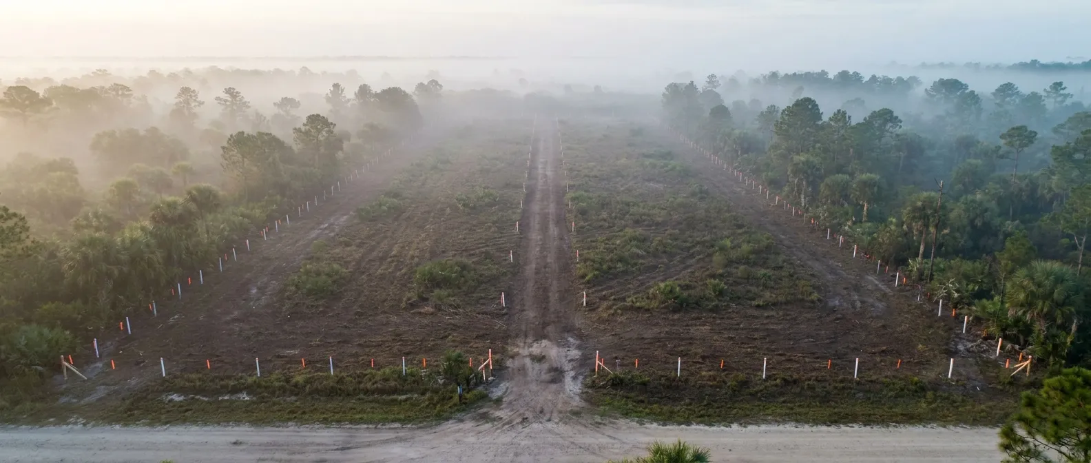 Mist over a cleared forest path, perfect for RockN' Socials Digital Marketing.