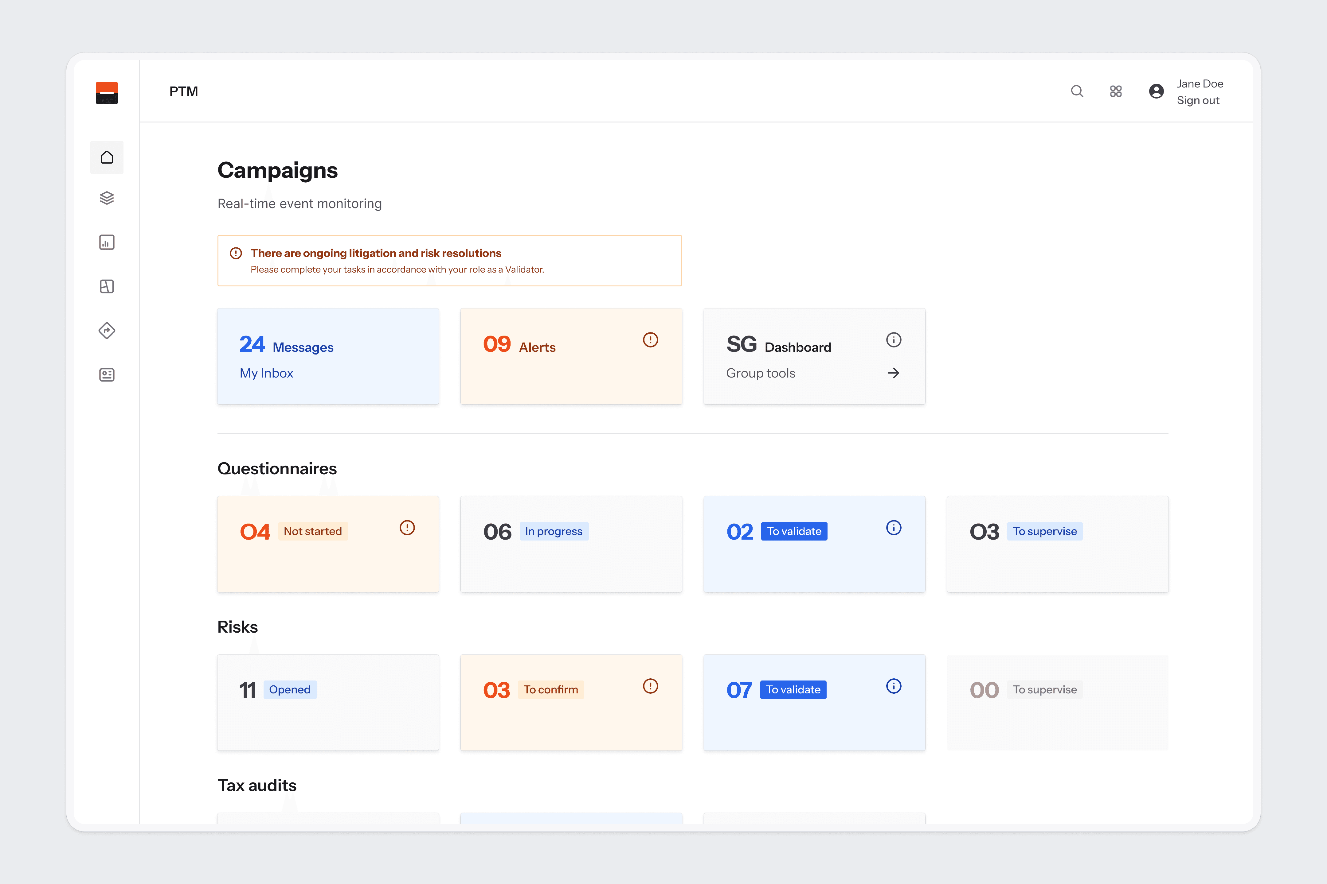 PTM Main Dashboard