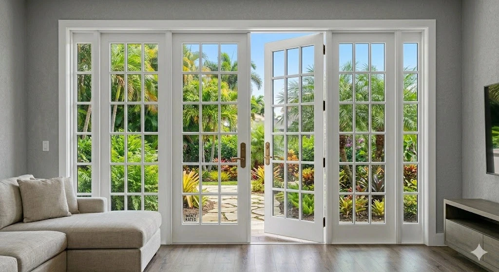 Impact-rated French door installation for patio access in a Fort Lauderdale home — Planet Construction FL