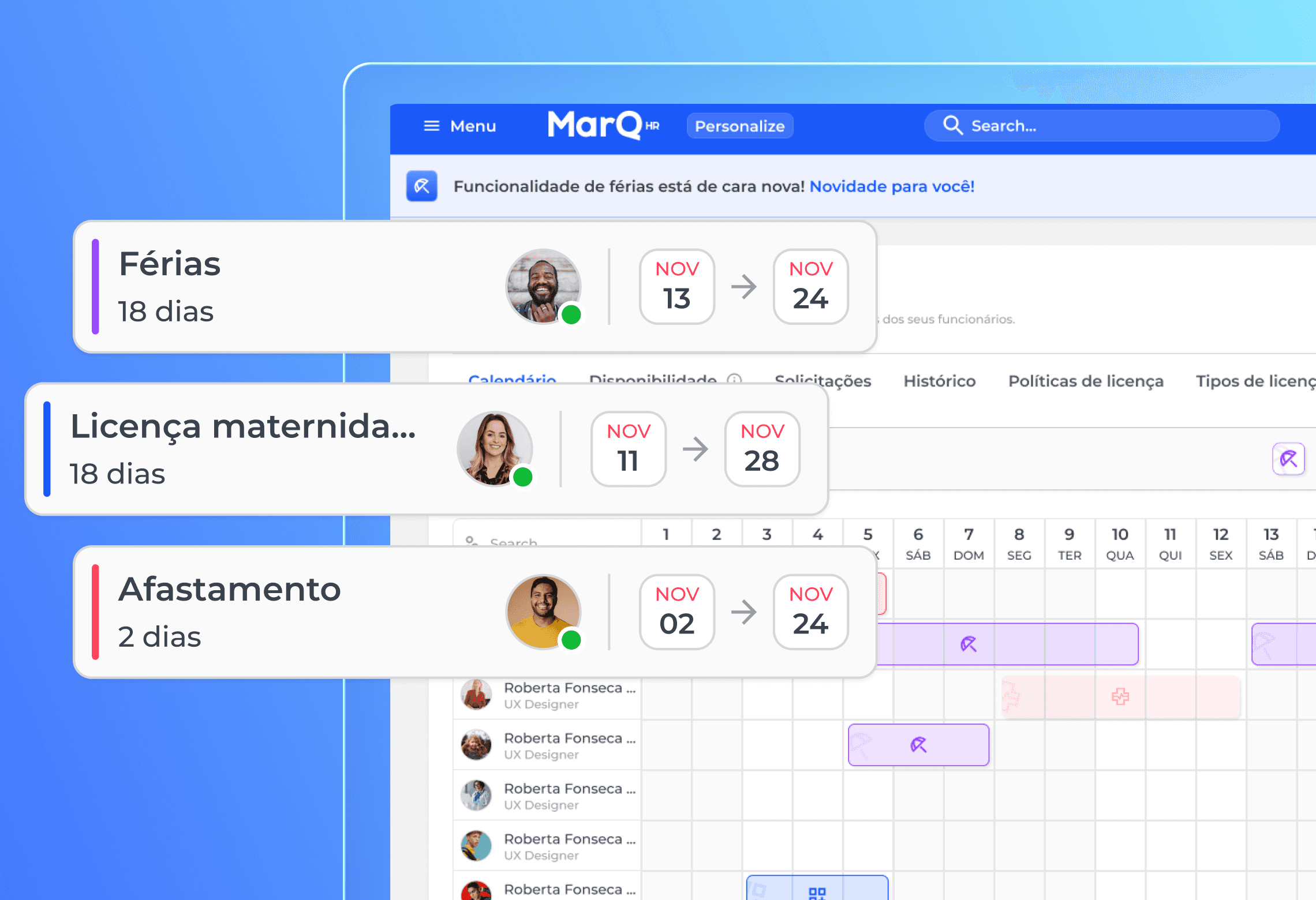 Gestão de férias e afastamentos