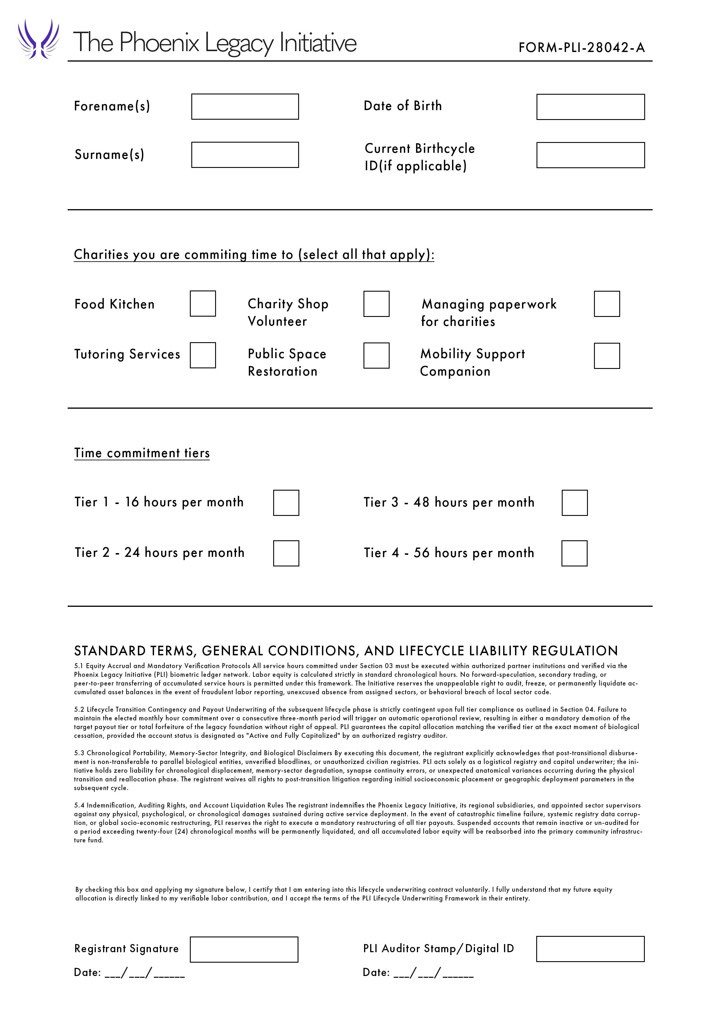 the physical sign up document