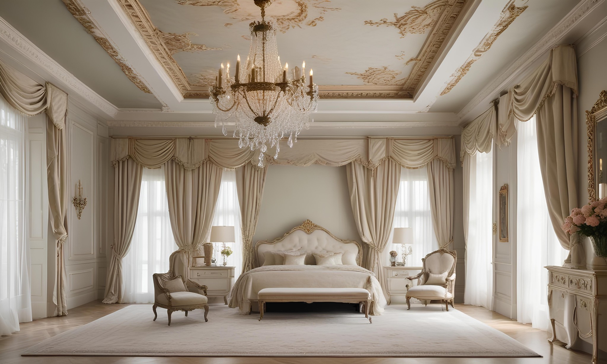 luxurious golden beige bedroom