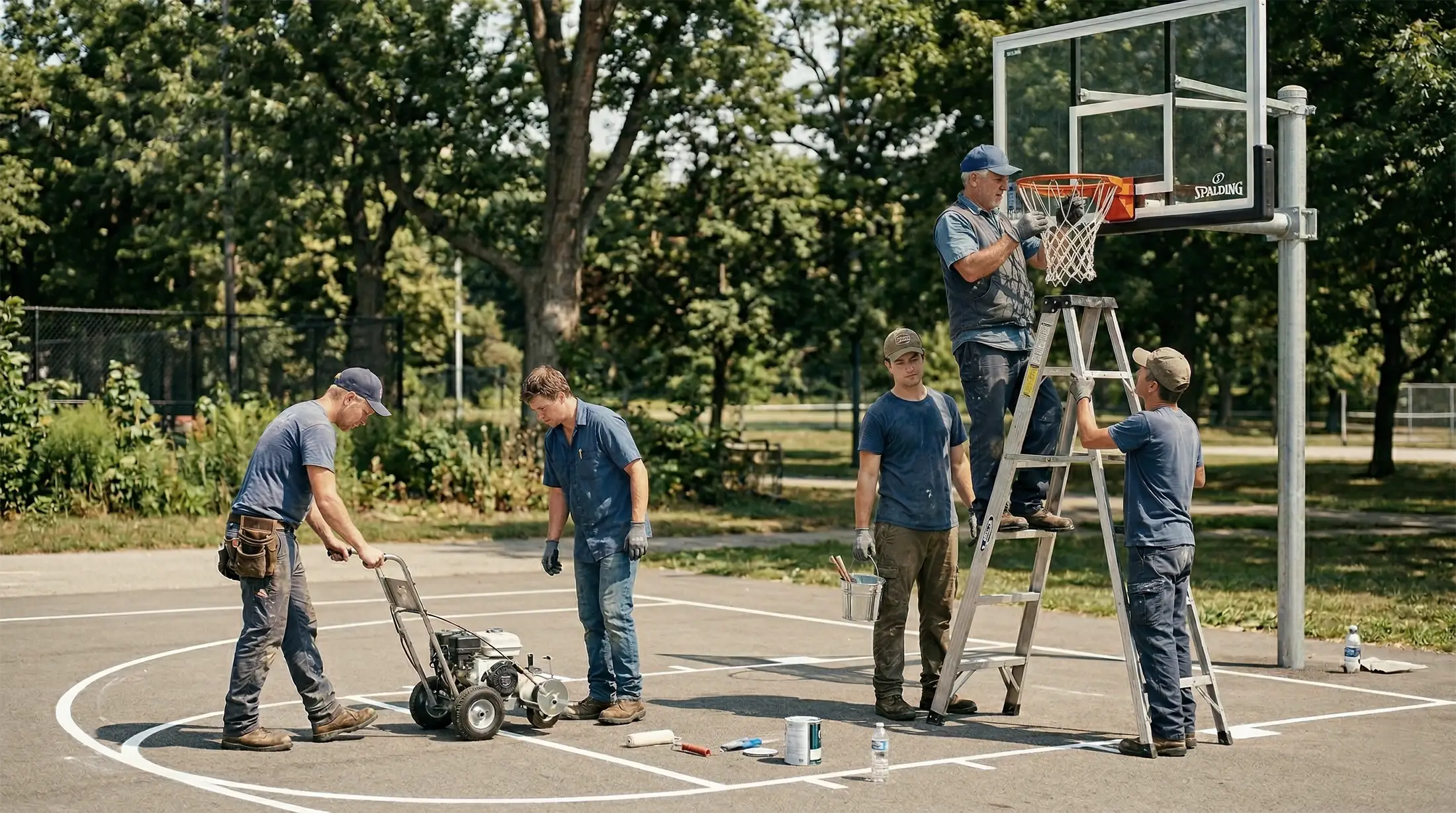 instacion de pista de baloncesto al aire libre