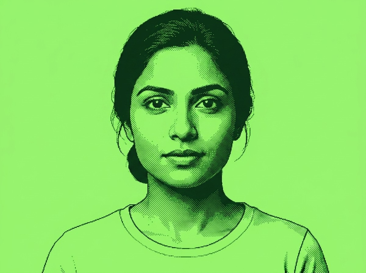 Indian woman in green background