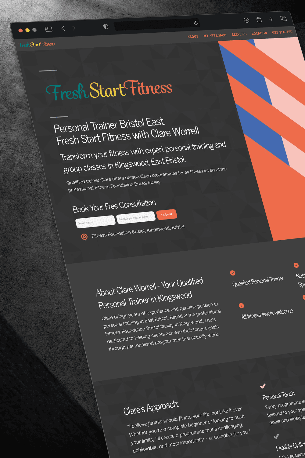 Fresh Start Fitness  Website Mockup