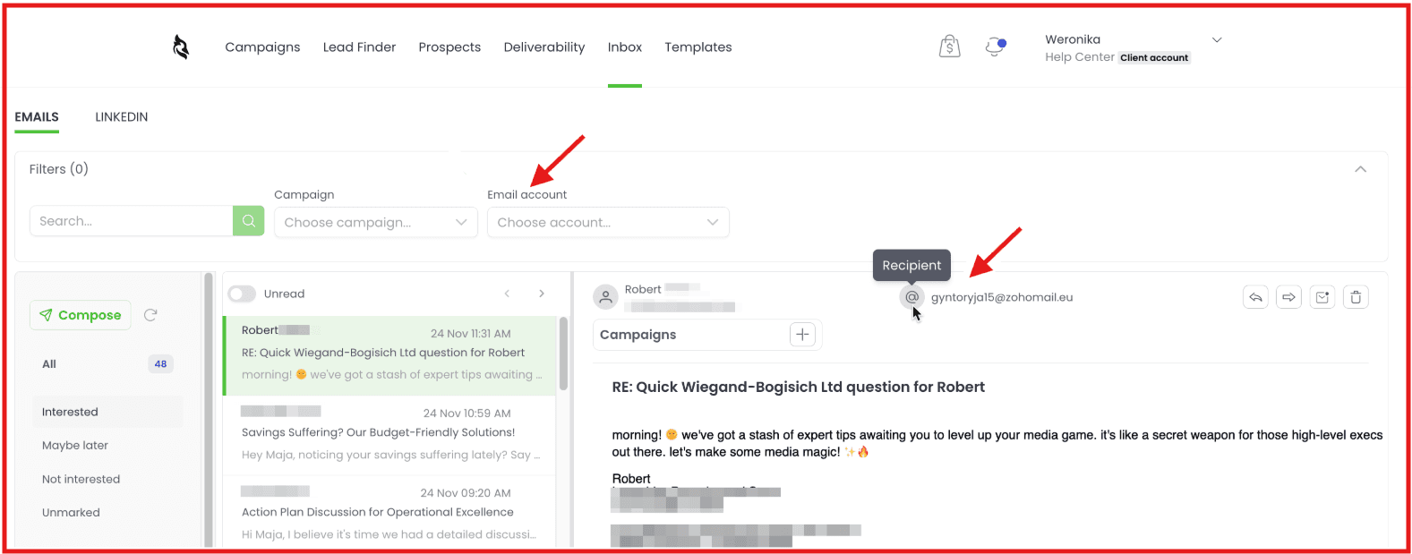 Woodpecker centralized inbox