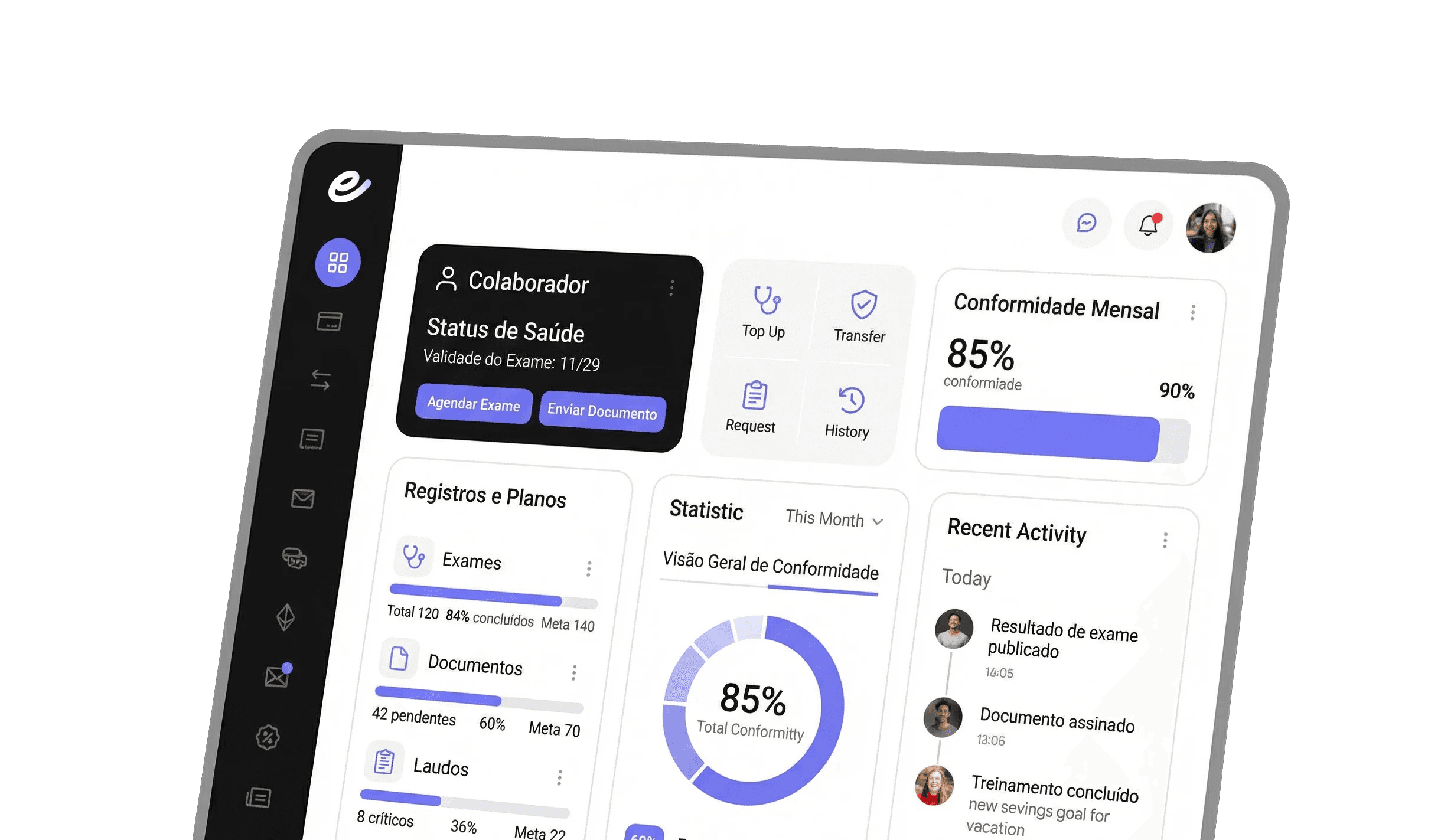 Cashflow chart with income and expense trends, showing $12,000 total balance