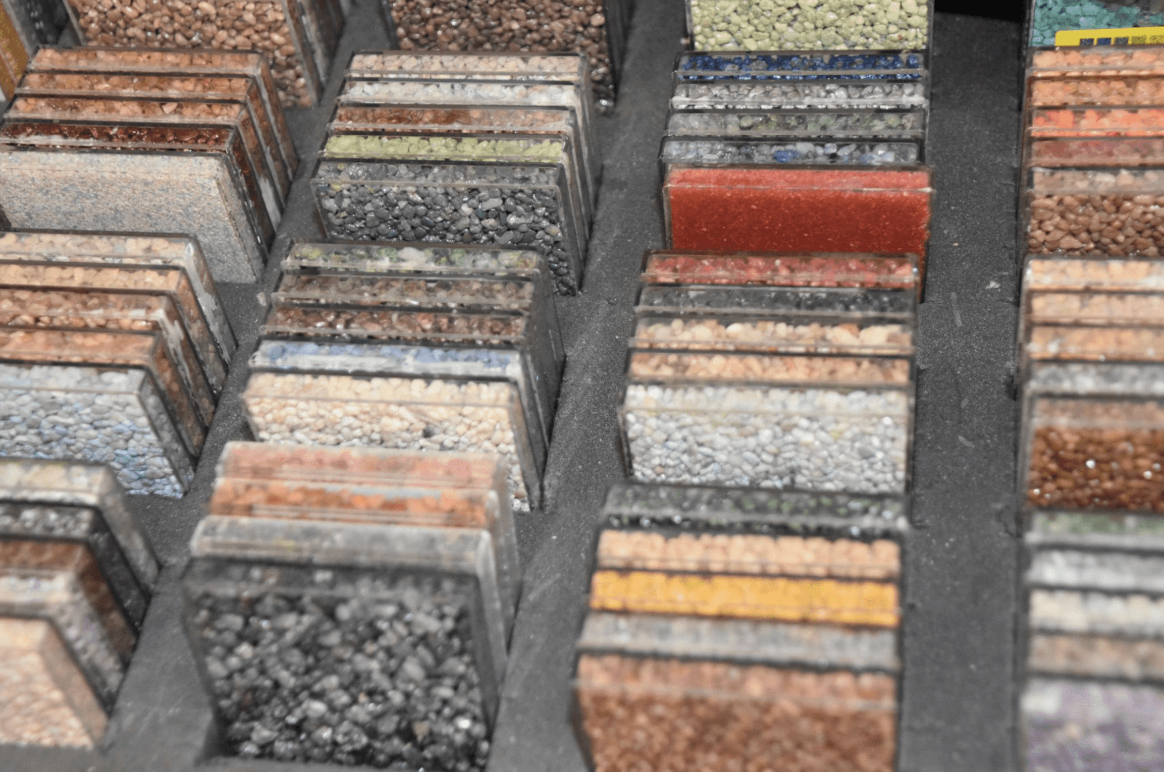 Warehouse racking stocked with bagged polymer grades ready for distribution