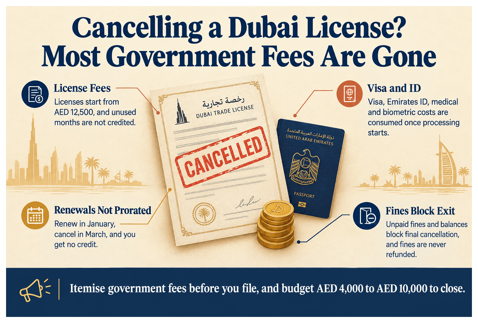 Infographic: What Government Fees Are Non-Refundable When Cancelling a Dubai License
