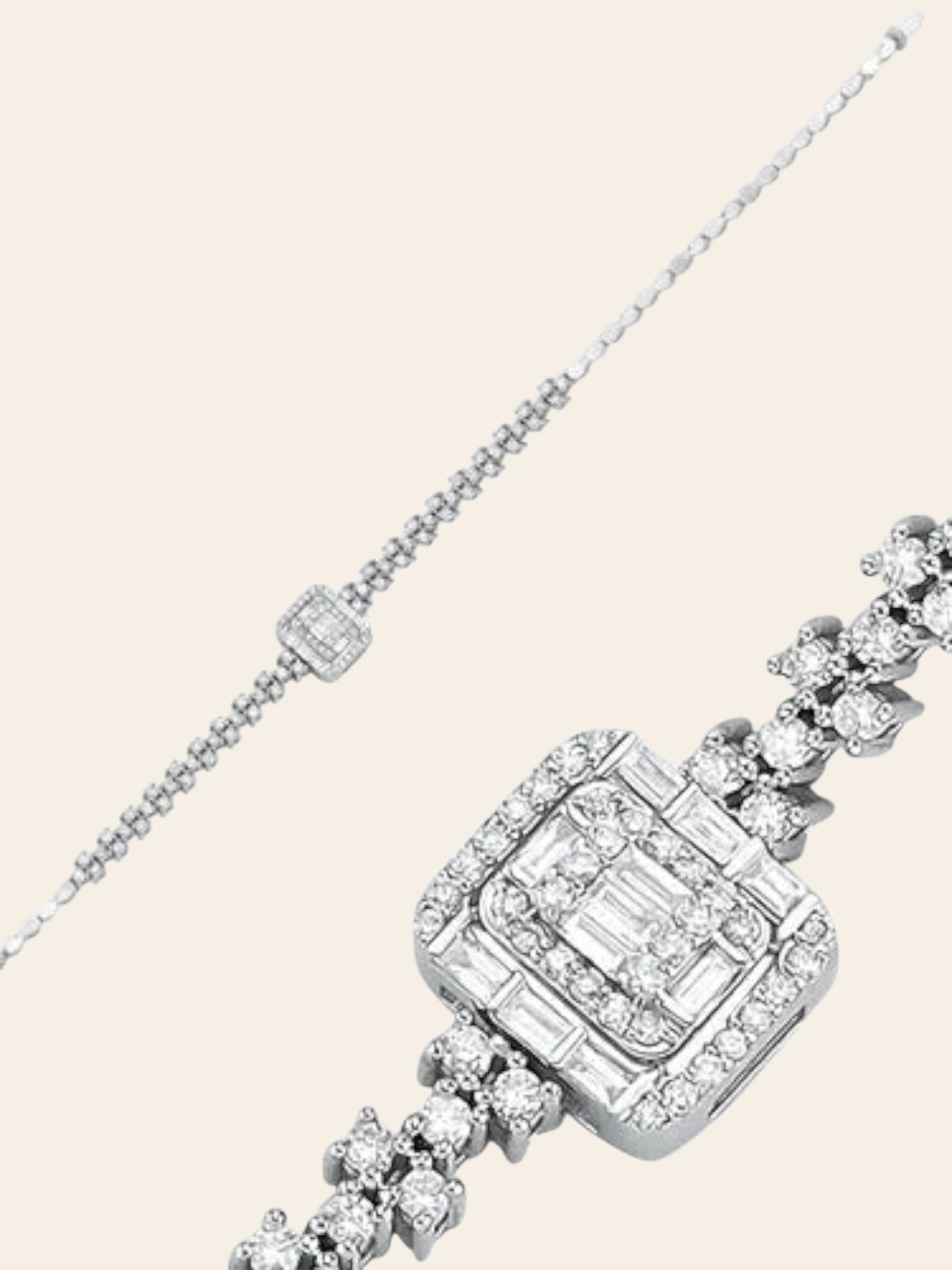 Assos 0.65 Karat Pırlanta Baget Kesim Beyaz Altın Şık Bileklik