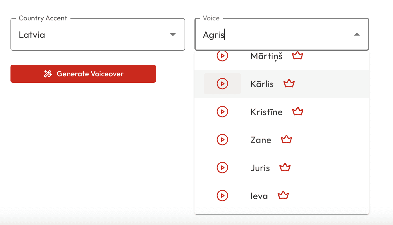 Latvian voiceover options