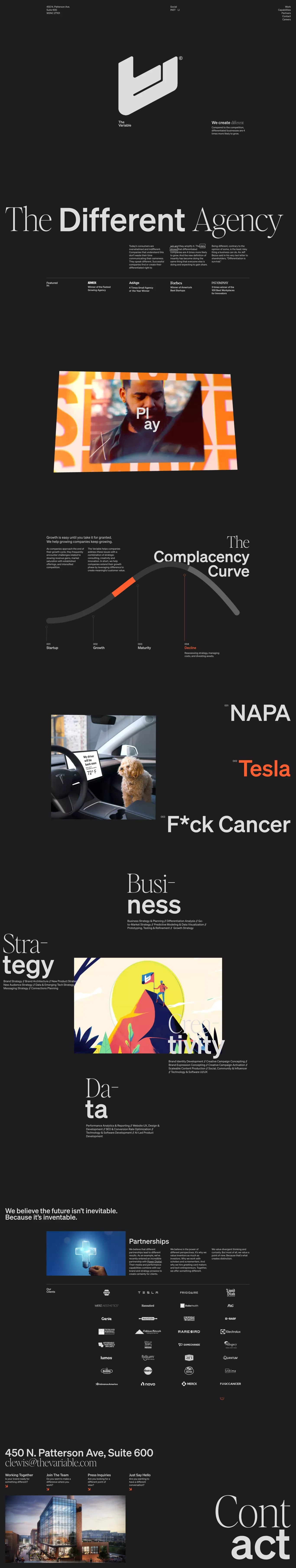 The Variable portfolio page screenshot showcasing Advertising and Design design