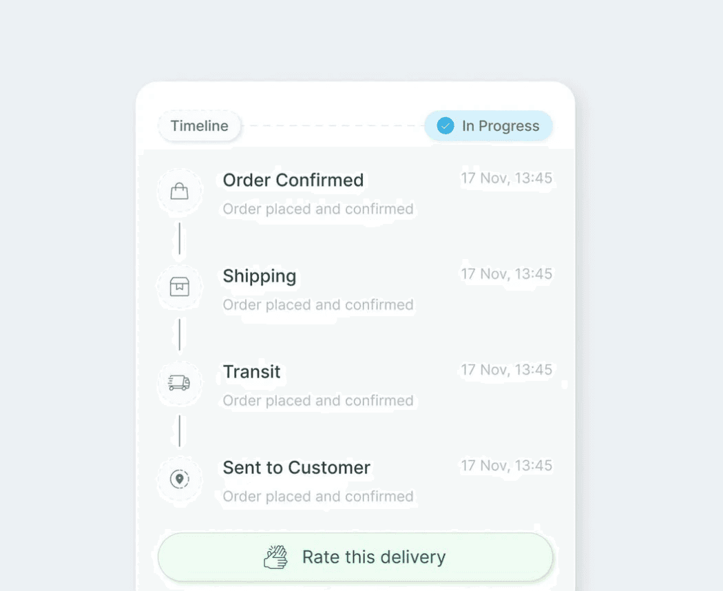Business dashboard showing ERP order creation and tracking system with real-time delivery updates.