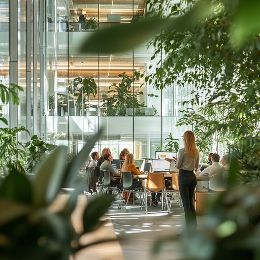 Staff cafeteria with green background