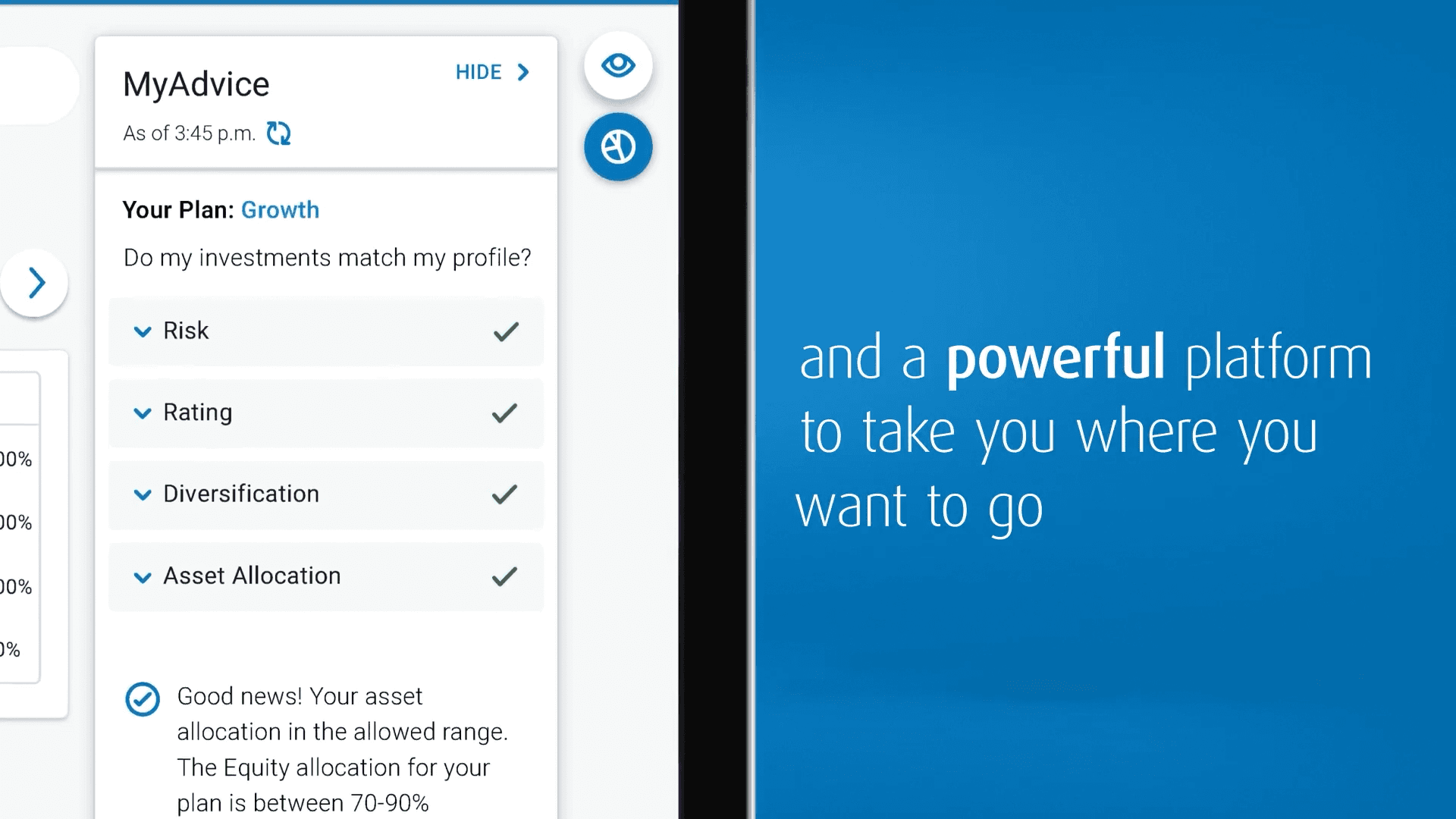 BMO AdviceDirect explainer video motion graphics showing investment platform interface and animation