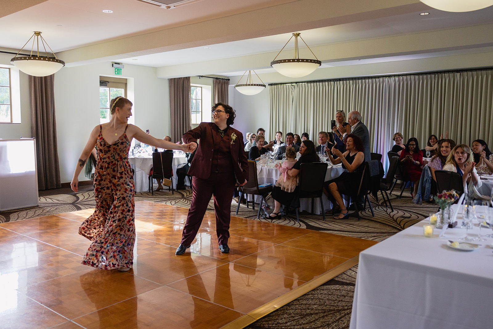 First dance in the indoor reception room