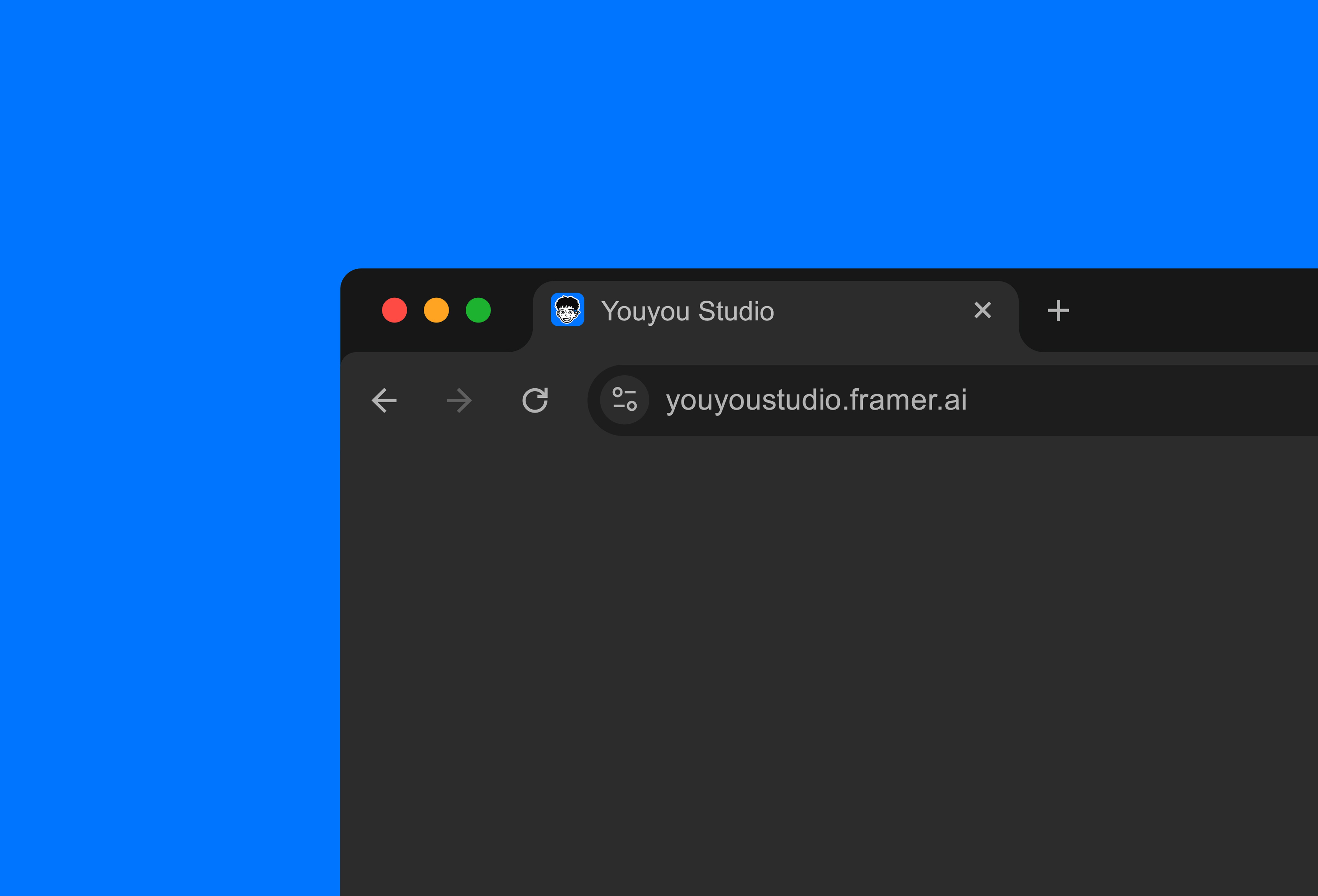 Mockup fenêtre navigateur macOS affichant le site youyoustudio.framer.ai avec interface sombre