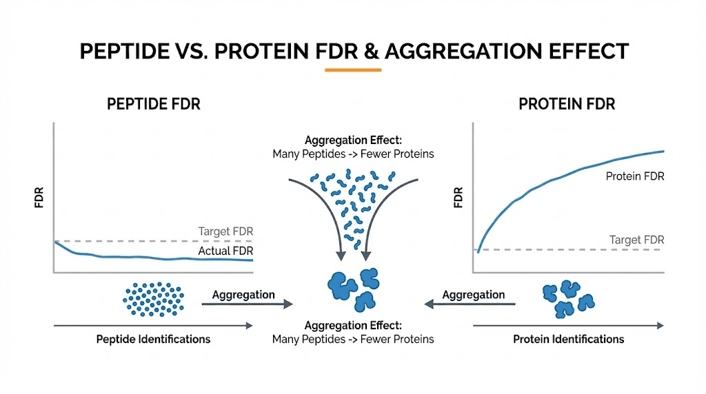 Peptide FDR versus protein FDR comparison in proteomics analysis