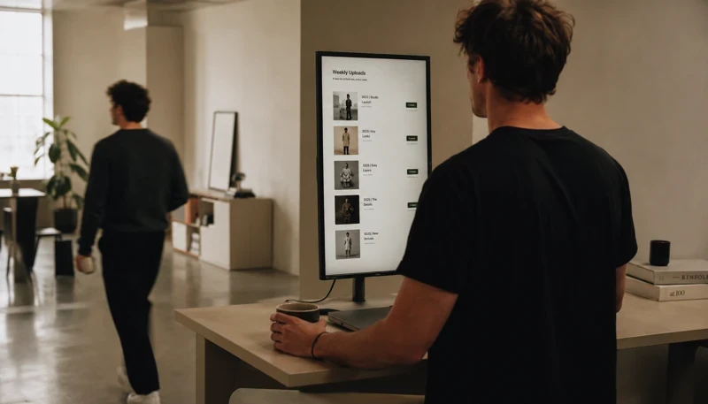 Man interactief scherm gebruikend in modern kantoor met ontwerp op display