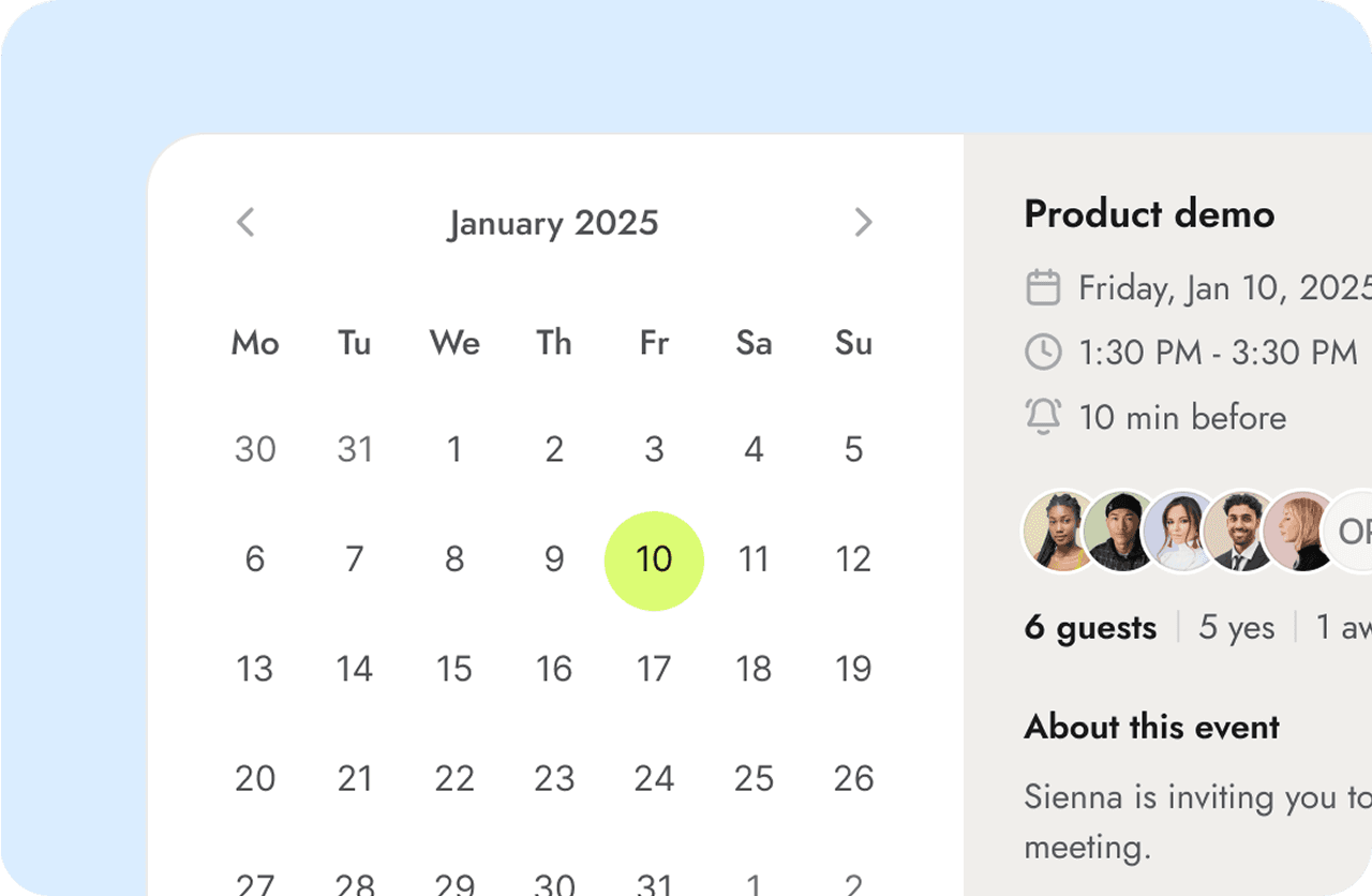 Calendar interface