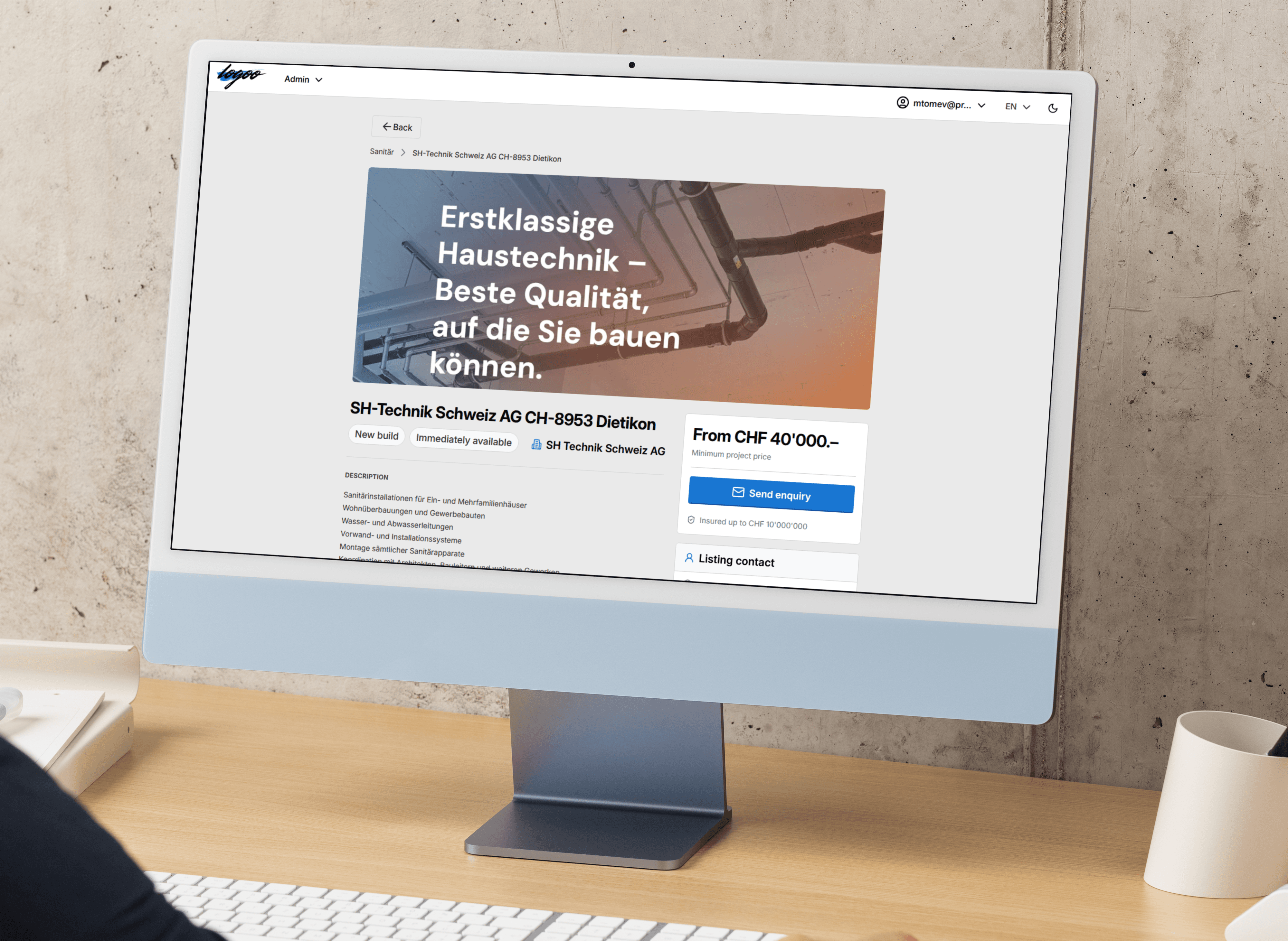 Listing detail page on logoo
