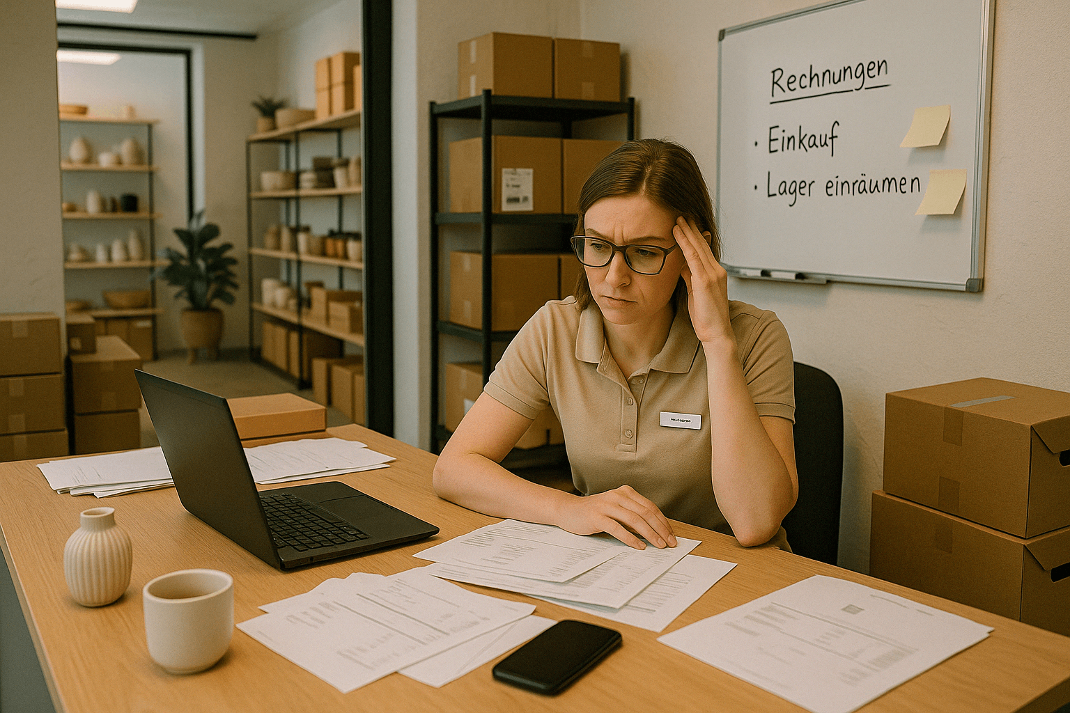 Unglückliche Händlerin (ChatGPT)