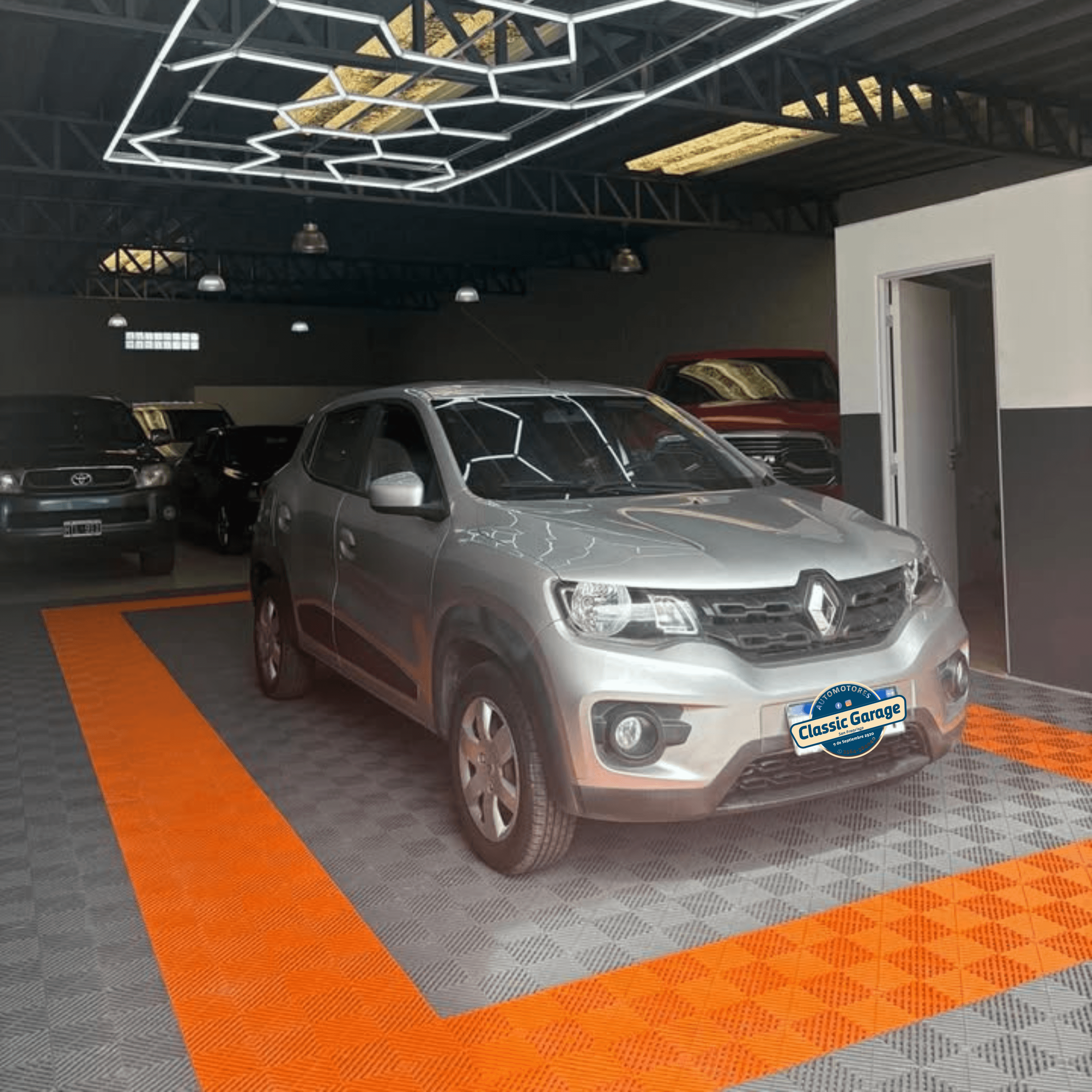 side view of a white car