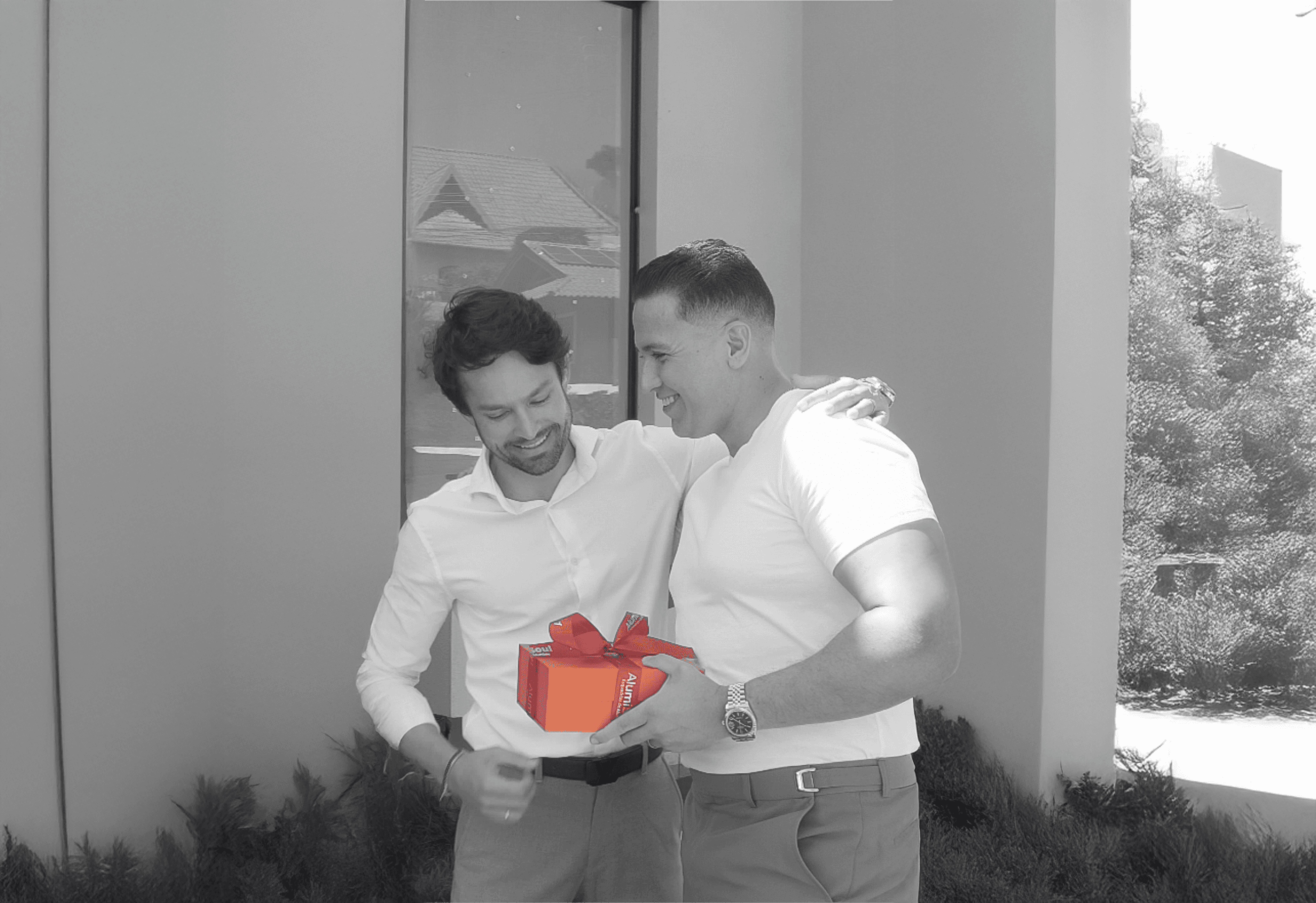 brown leather 2-seat sofa