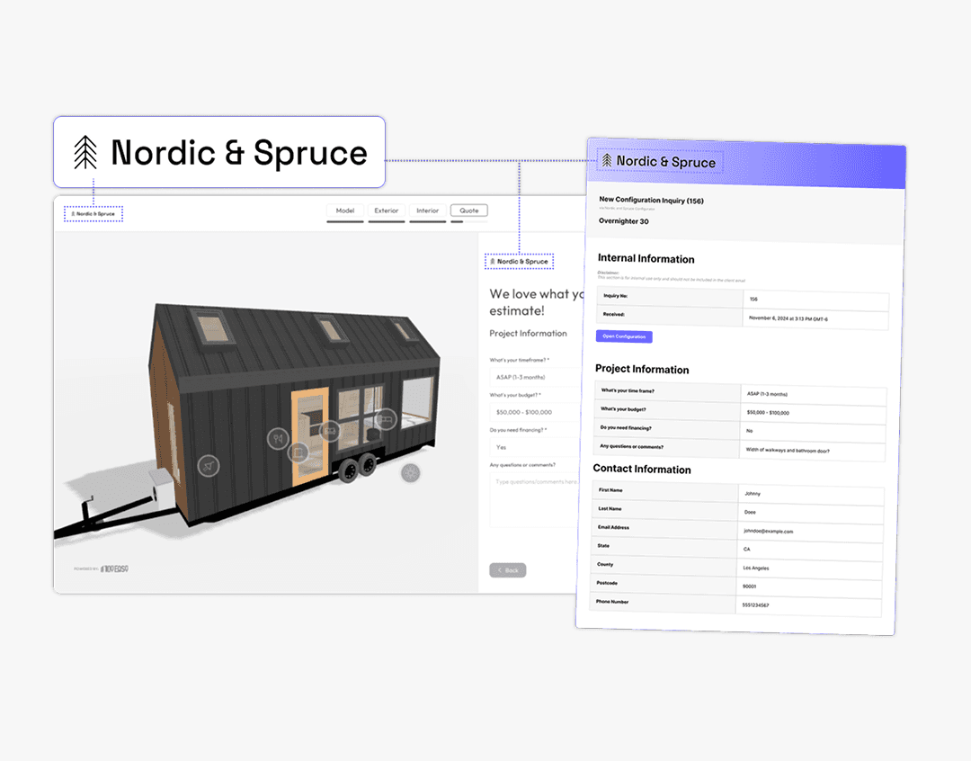 Custom branded user interface example of our clients Nordic and Spruce