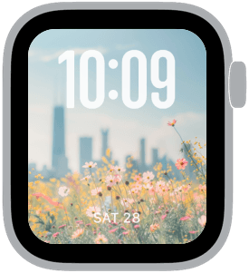 spring in lincoln park Apple Watch face preview 1 featuring stylized colors and artwork.