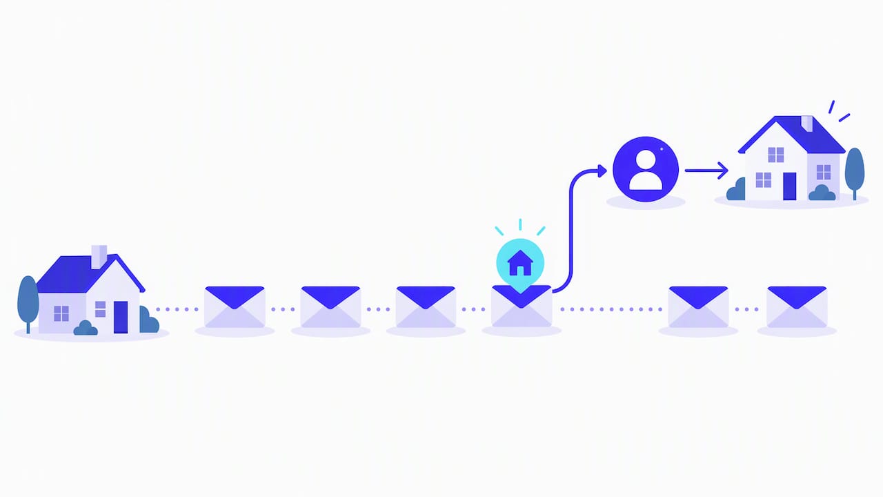 Email sequence branches to personal agent follow-up