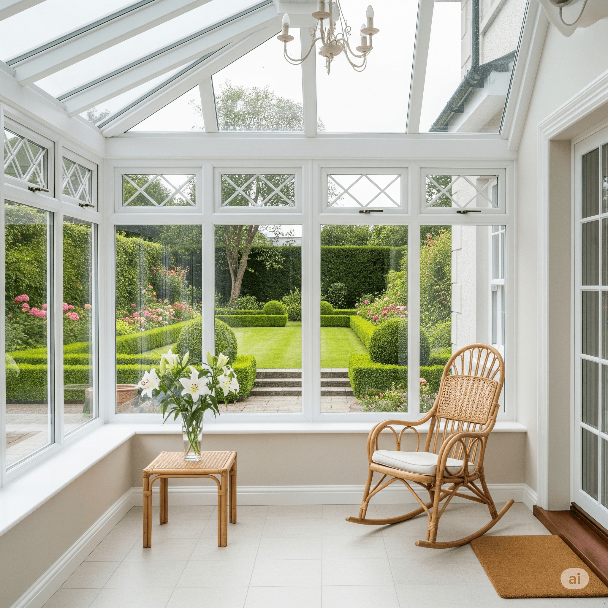 Sun Room with Window Frames freshly painted