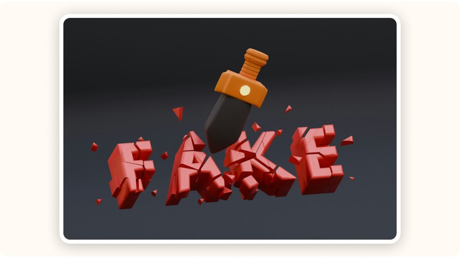 The word “FAKE”.