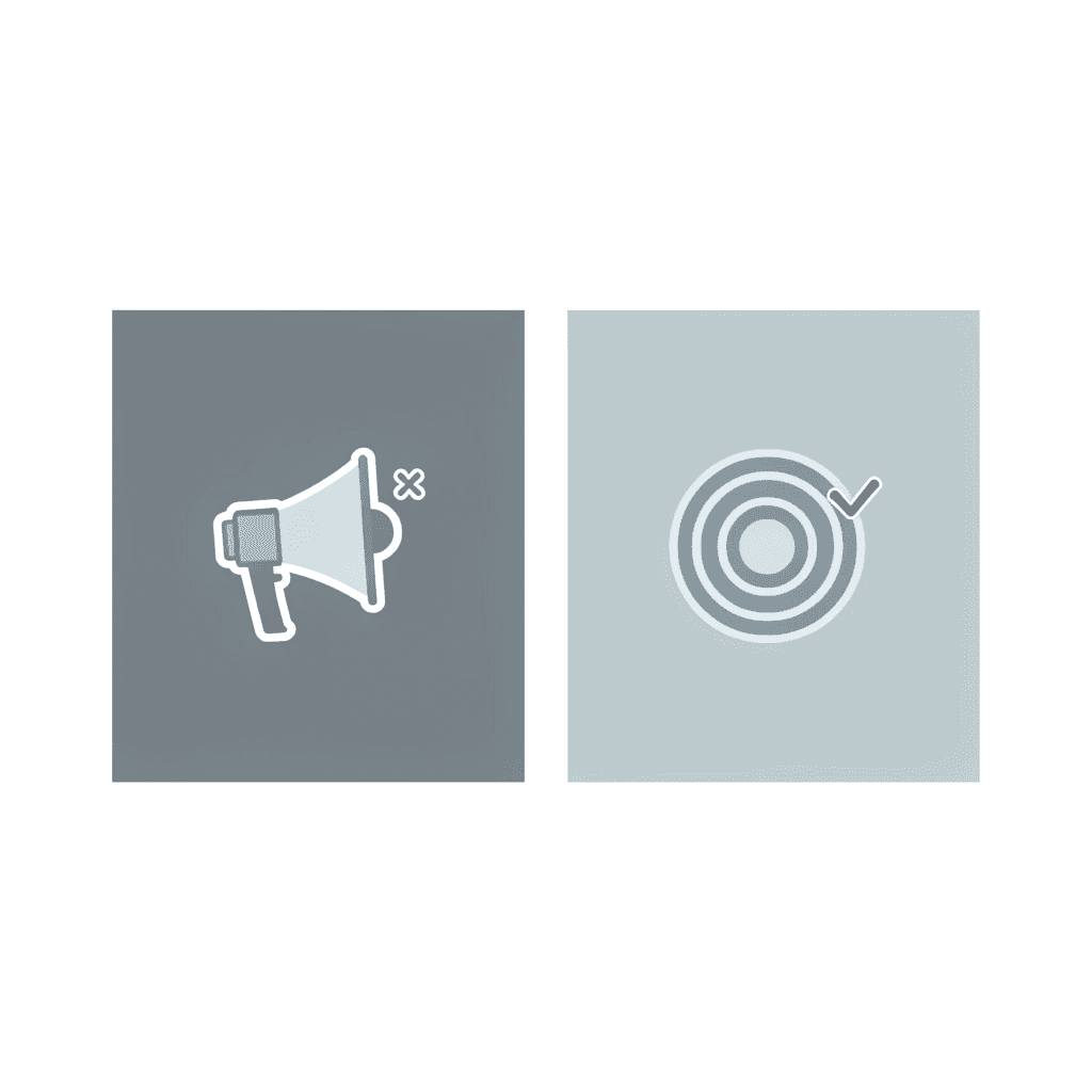 Comparison showing X for many generic applications versus a checkmark for fewer targeted applications