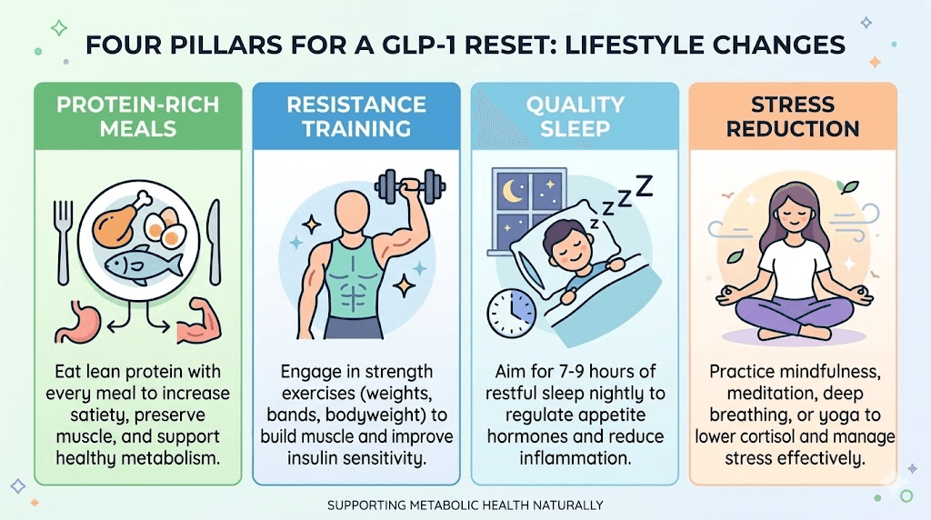 Four lifestyle strategies supporting GLP-1 receptor reset effectiveness
