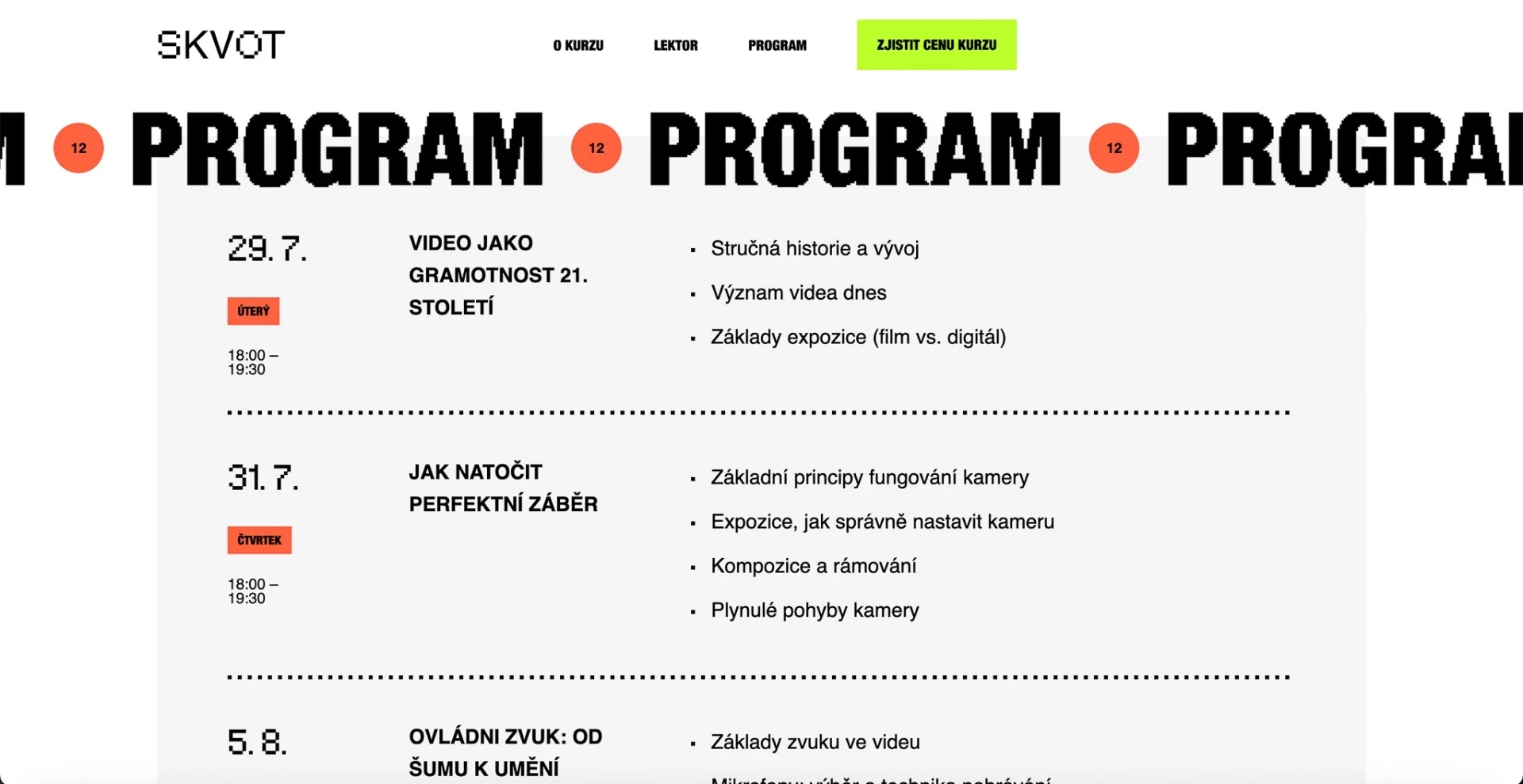 SKVOT video production course programme