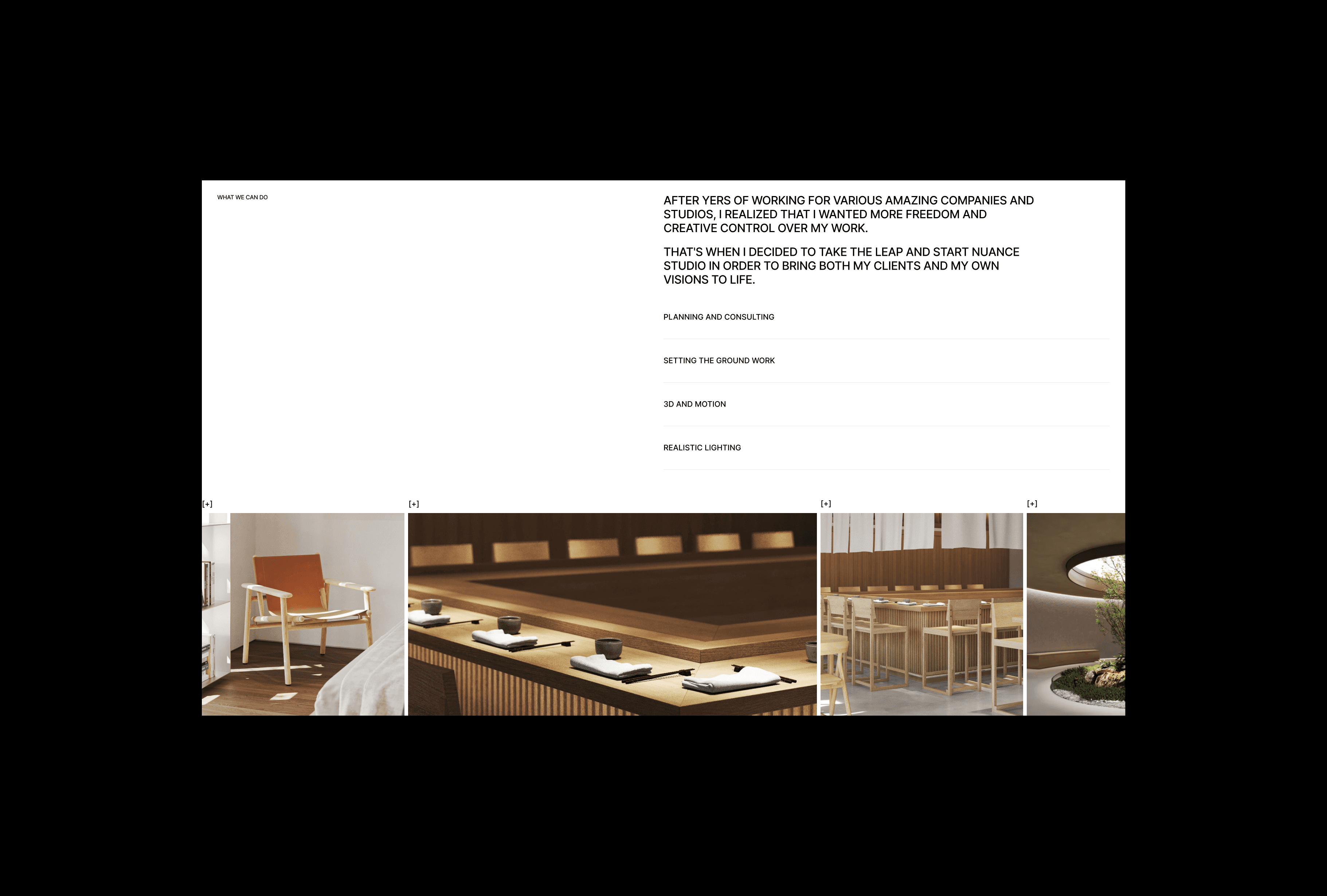 a frame from the website showing a series of photos in a gallery