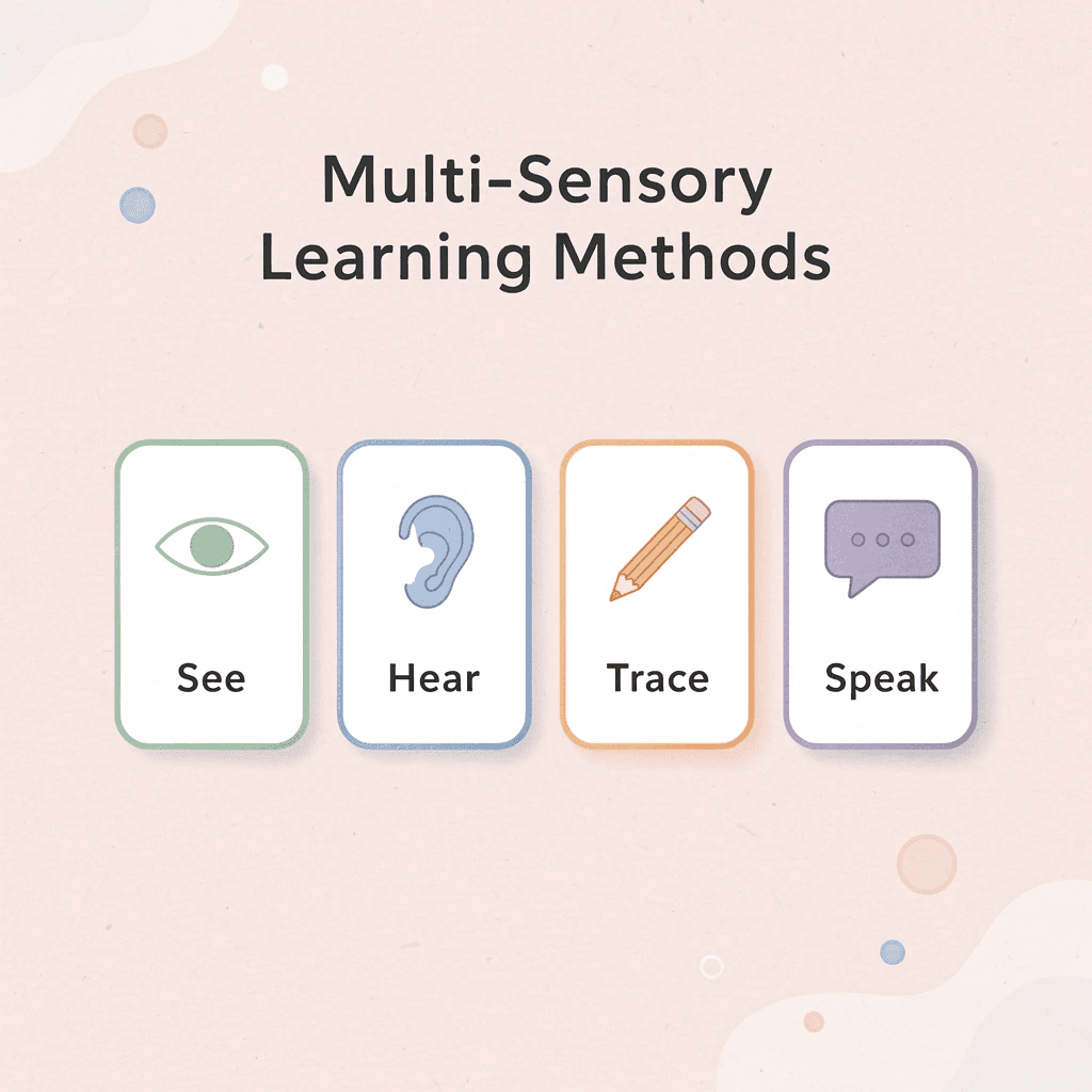 Infographic showing four multi-sensory learning methods