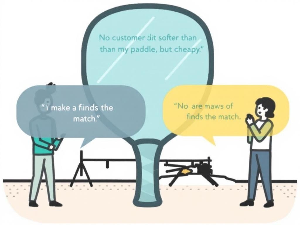 Two people are talking about a paddle. One person says, "I make a finds the match." The other person says, "No are maws of finds the match."