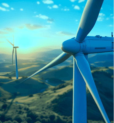 Wind turbines sunset