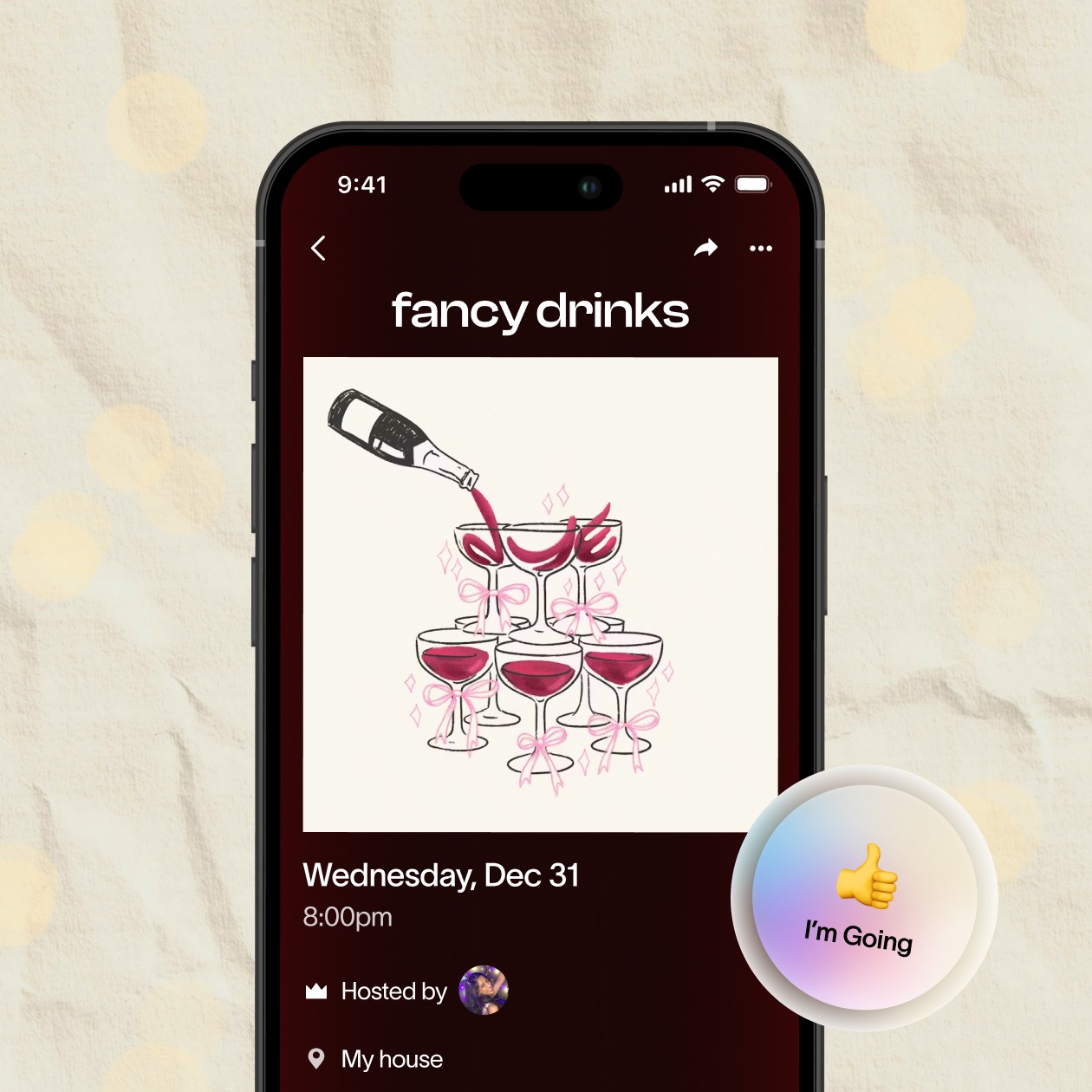 free invitation template for chill and fancy nye drinks event