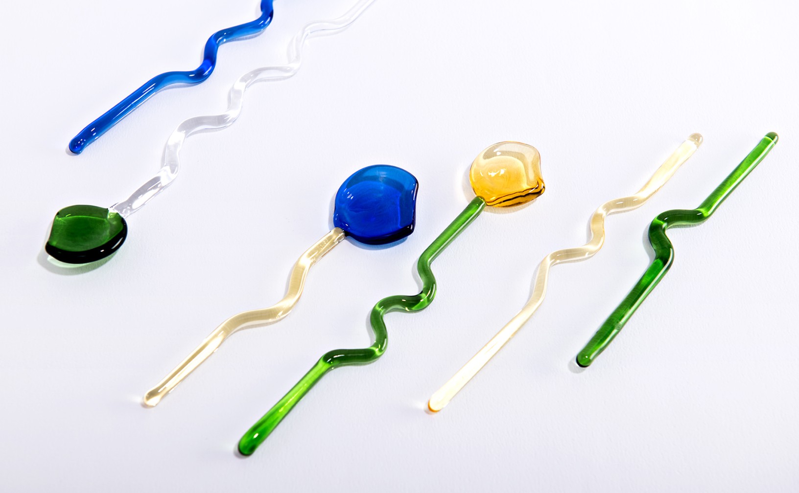 Curly shape glass stir sticks