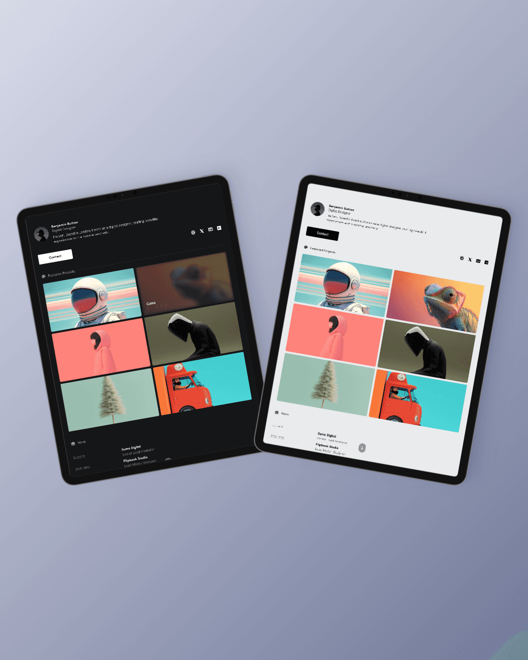 Mobile mockup of The Kudo Studio minimalist website design, showcasing clean typography and a no-code web design layout.