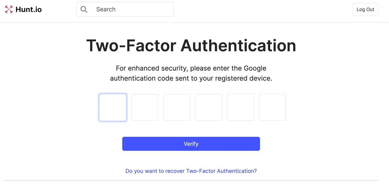 Logging into Hunt.io 2FA