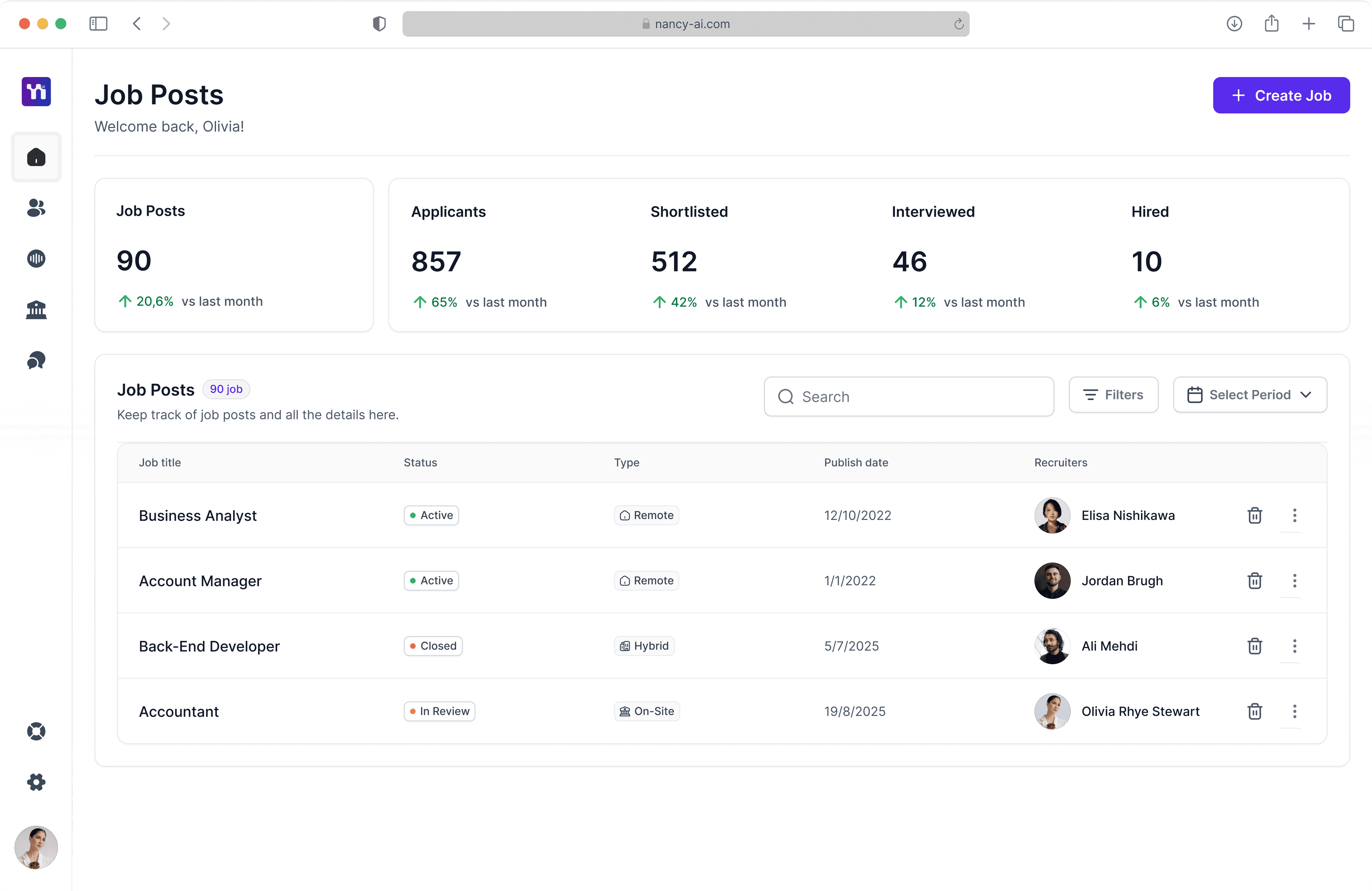 Screenshot of the main dashboard with gradients as background