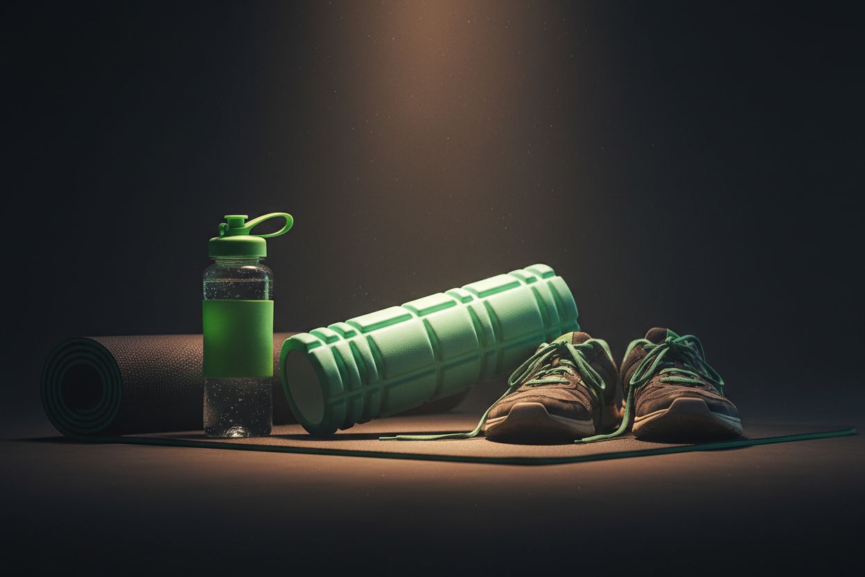 Recovery tools like foam roller and water bottle