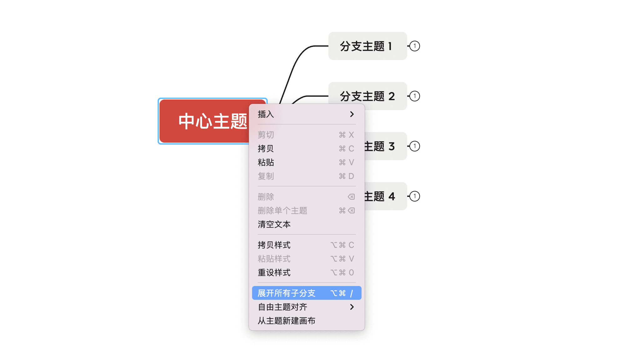 思维导图操作界面