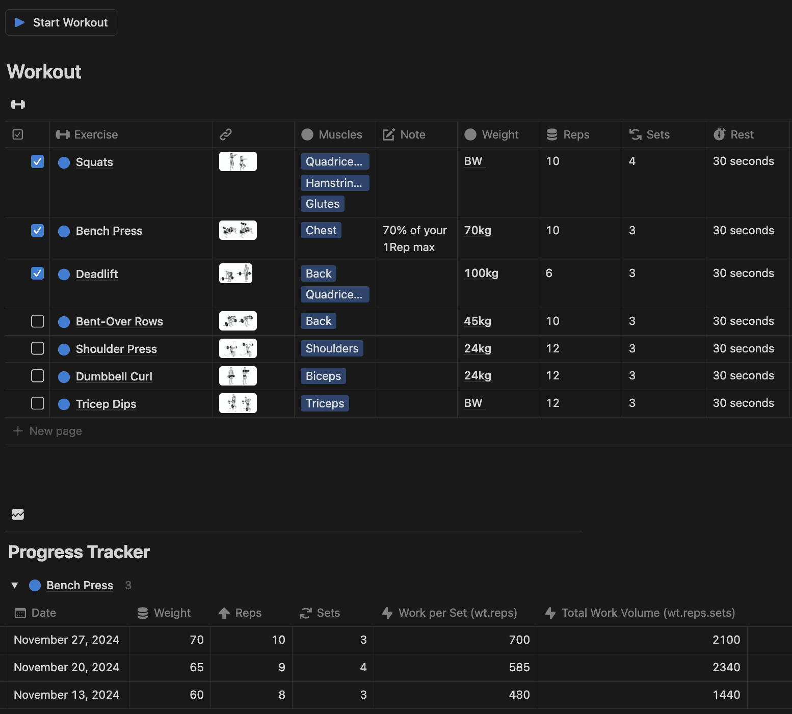 notion personal trainer CRM