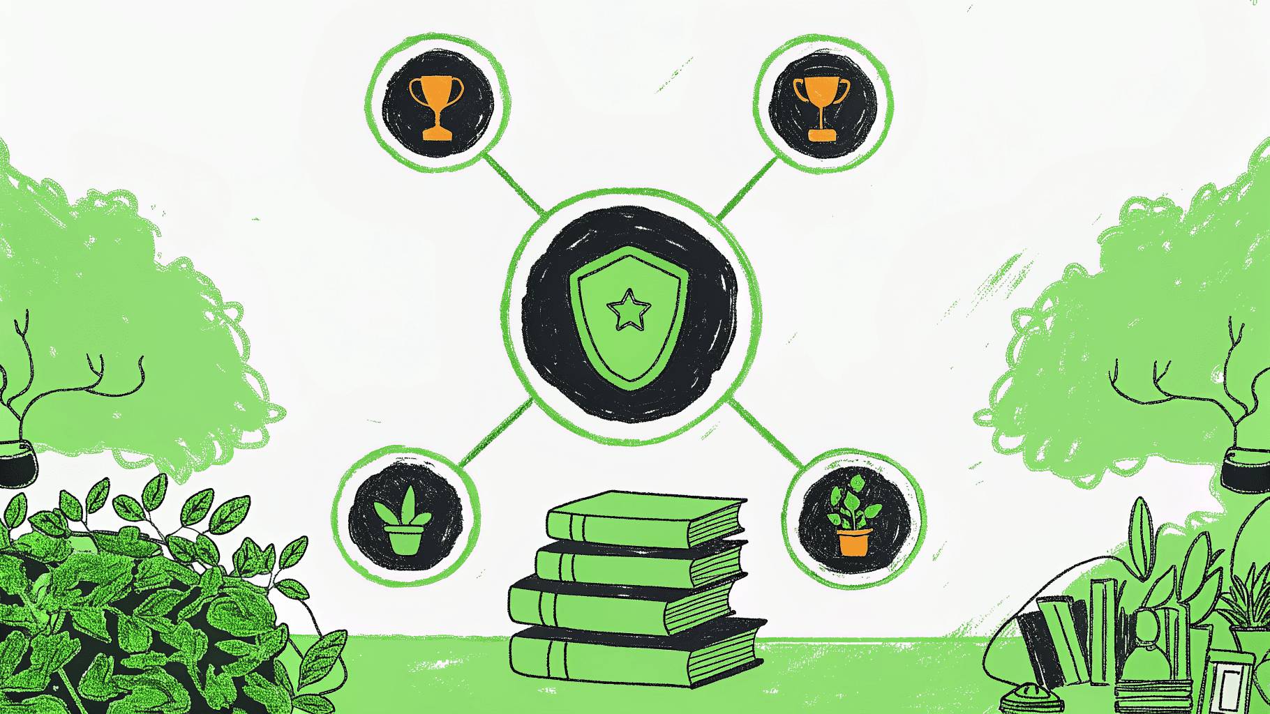 Holistic college admissions hub showing GPA, rigor, extracurriculars, and essays orbiting a central applicant profile badge